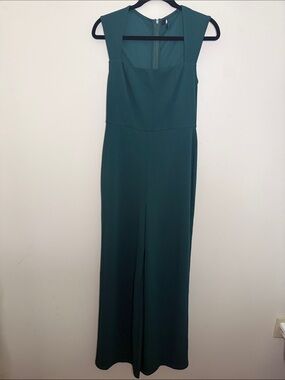 Lulu's Teal Green Sleeveless Wide-Leg Jumpsuit